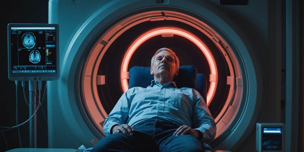 Patient undergoing a heart PET scan