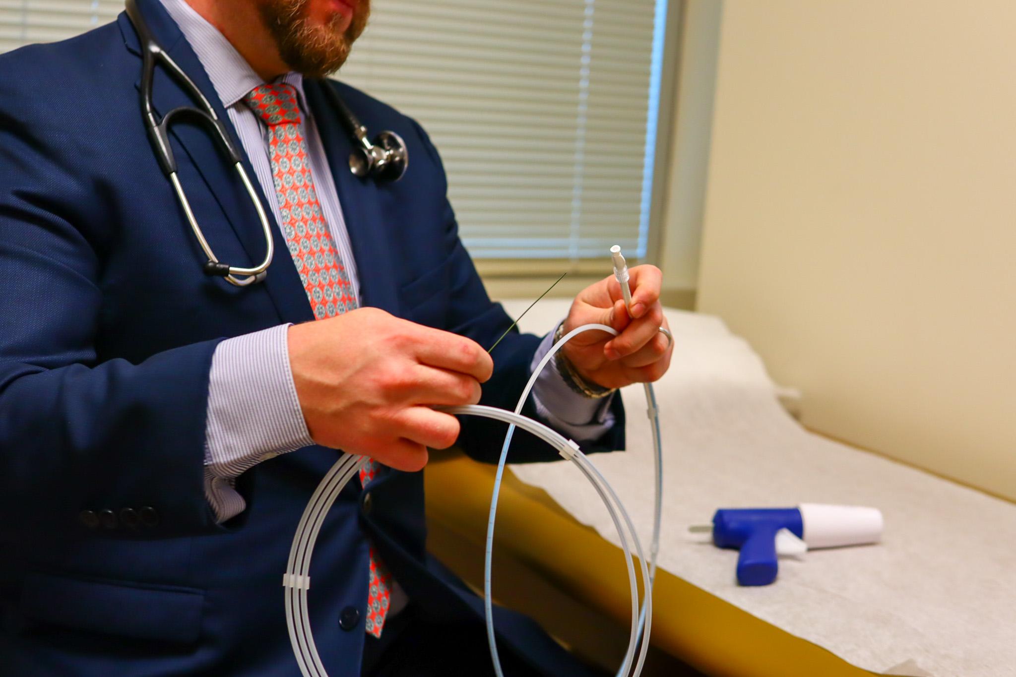 Vein treatment catheter procedure